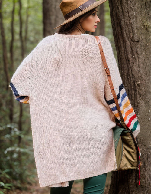 Load image into Gallery viewer, Striped Open Front Long Sleeve Cardigan
