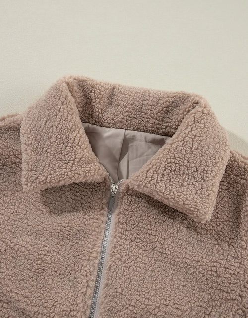Load image into Gallery viewer, Zip Up Long Sleeve Plush Jacket
