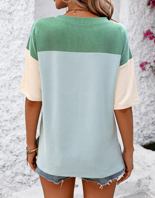 Load image into Gallery viewer, Mandy Color Block Round Neck Half Sleeve T-Shirt
