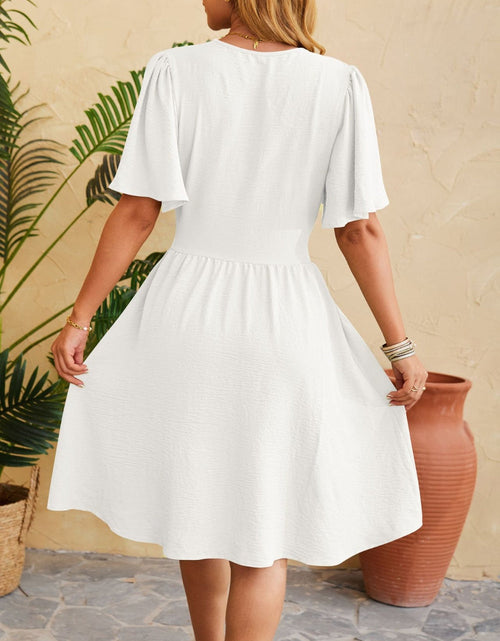Load image into Gallery viewer, Ruched Surplice Short Sleeve Dress
