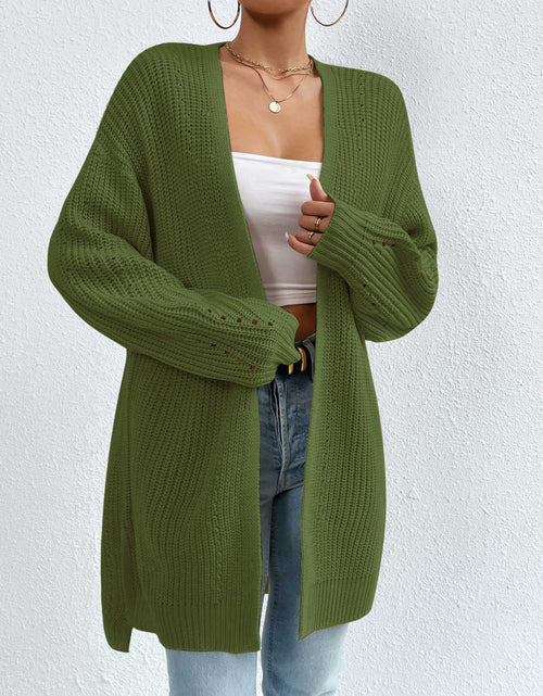 Load image into Gallery viewer, Open Front Dropped Shoulder Slit Cardigan
