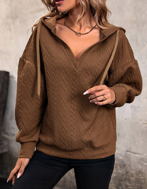 Load image into Gallery viewer, Drawstring Dropped Shoulder Long Sleeve Hoodie

