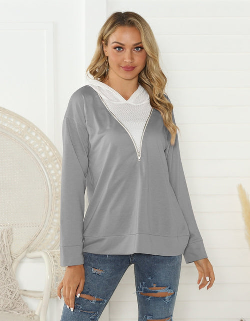 Load image into Gallery viewer, Shiny Contrast Zip Detail Hoodie
