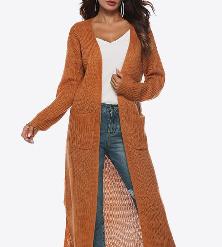 Long Sleeve Open Front Buttoned Cardigan
