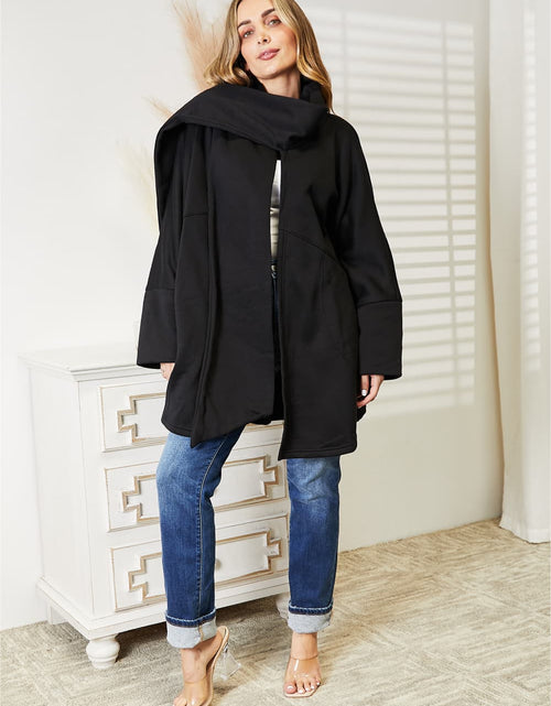 Load image into Gallery viewer, HEYSON Full Size Open Front Cardigan with Scarf Design
