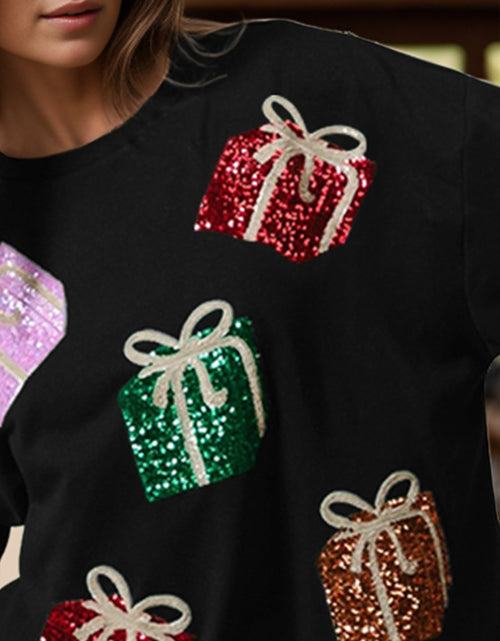 Load image into Gallery viewer, Sequin Gift Box Long Sleeve Sweatshirt

