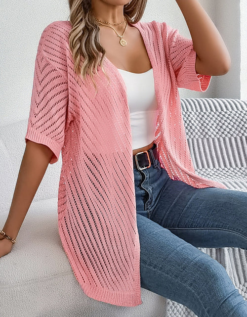 Load image into Gallery viewer, Openwork Open Front Half Sleeve Cardigan
