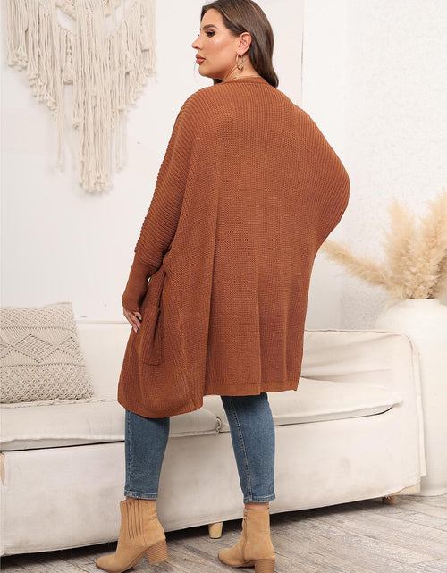 Load image into Gallery viewer, Plus Size Open Front Cardigan With Pockets
