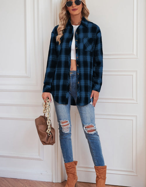 Load image into Gallery viewer, Plaid Button Up Dropped Shoulder Outerwear
