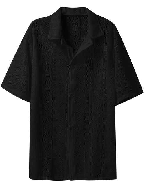 Load image into Gallery viewer, Men's Full Size Lace Half Sleeve Button Down Shirt Plus Size

