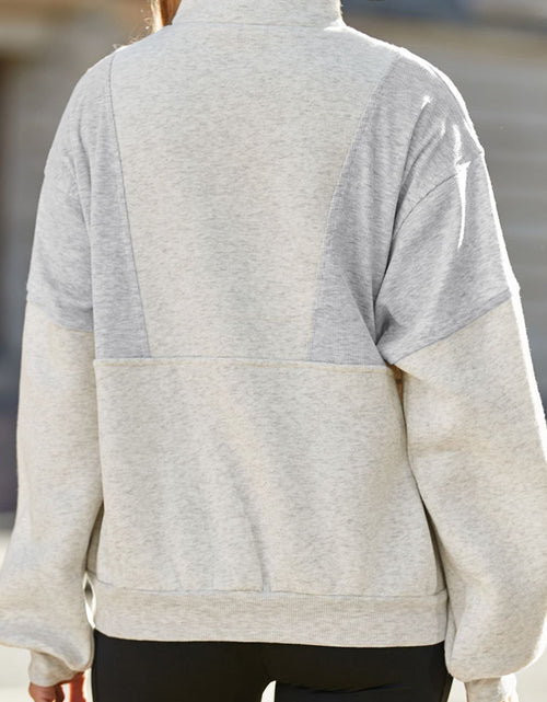 Load image into Gallery viewer, Half Zip Drop Shoulder Long Sleeve Sweatshirt
