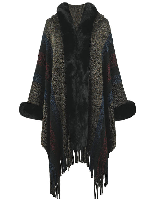 Load image into Gallery viewer, Color Block Fringe Detail Poncho
