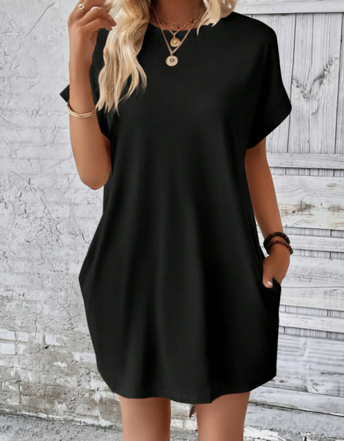 Load image into Gallery viewer, Round Neck Short Sleeve Mini Tee Dress with Pockets

