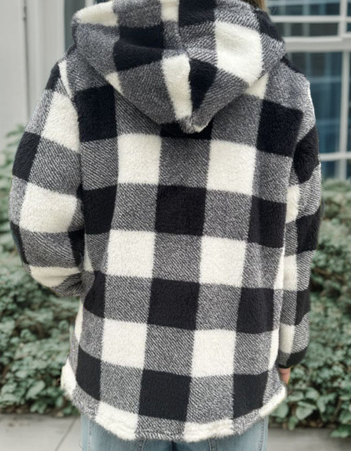 Load image into Gallery viewer, Double Take Full Size Plaid Long Sleeve Hooded Coat

