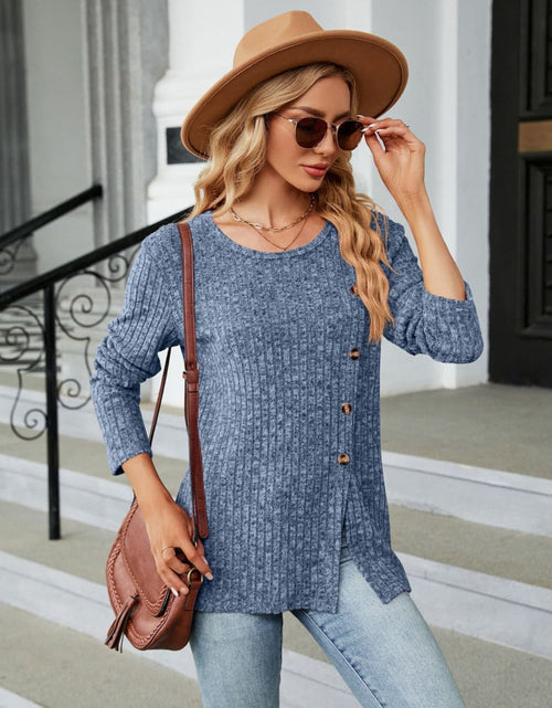 Load image into Gallery viewer, Buttoned Long Sleeve Slit Top
