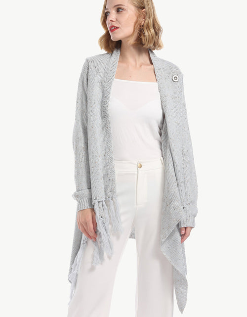 Load image into Gallery viewer, Angel Wings One-Button Tassel Tie Asymmetrical Hem Cardigan

