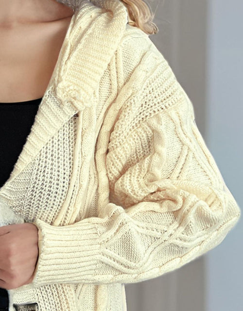 Load image into Gallery viewer, Cable-Knit Long Sleeve Hooded Cardigan
