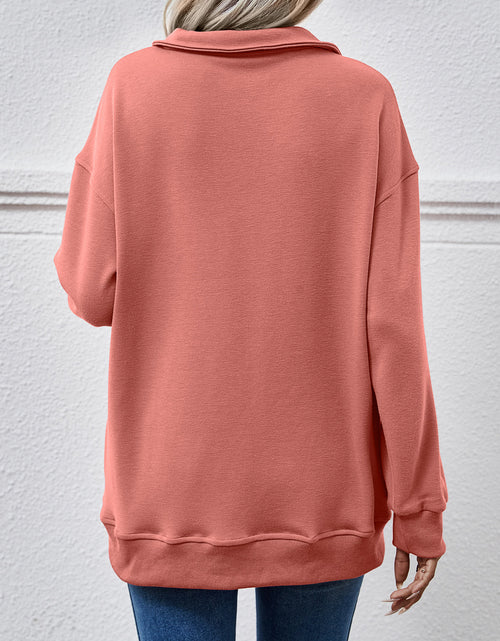 Load image into Gallery viewer, Collared Neck Dropped Shoulder Sweatshirt
