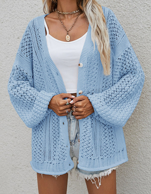 Load image into Gallery viewer, Openwork Button Front Cardigan
