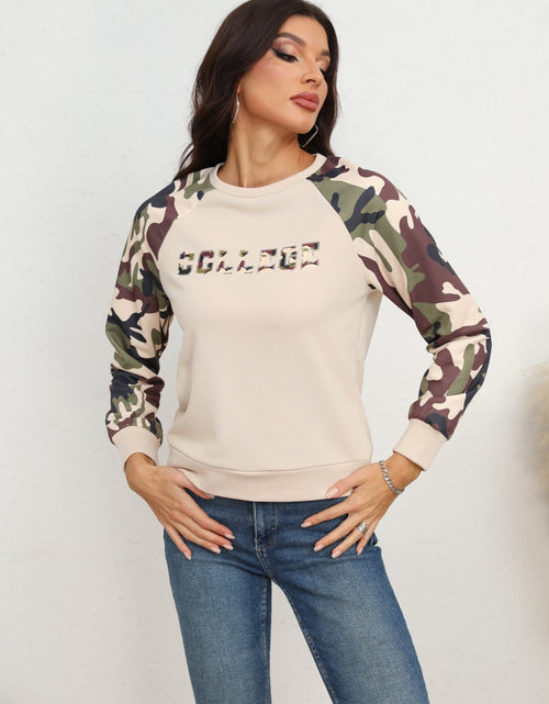 Load image into Gallery viewer, Camouflage Raglan Sleeve Sweatshirt

