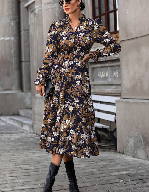 Load image into Gallery viewer, Perfee Floral Flounce Sleeve Tiered Dress
