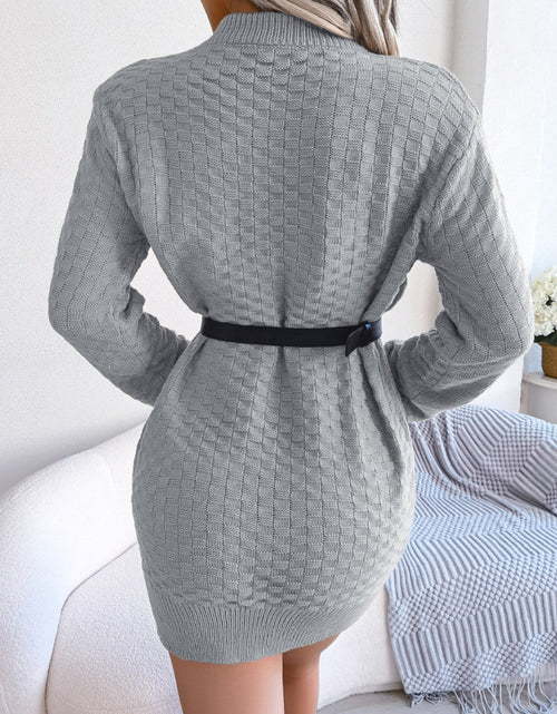 Load image into Gallery viewer, Round Neck Long Sleeve Mini Sweater Dress
