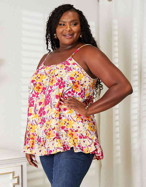 Load image into Gallery viewer, Double Take Floral Scoop Neck Ruffle Hem Cami
