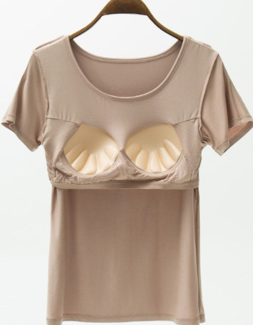 Load image into Gallery viewer, Round Neck Modal T-Shirt with Bra
