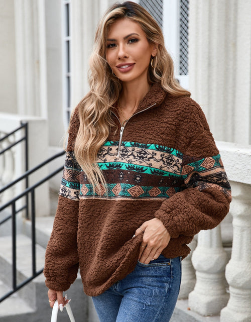 Load image into Gallery viewer, Half Zip Long Sleeve Fuzzy Top
