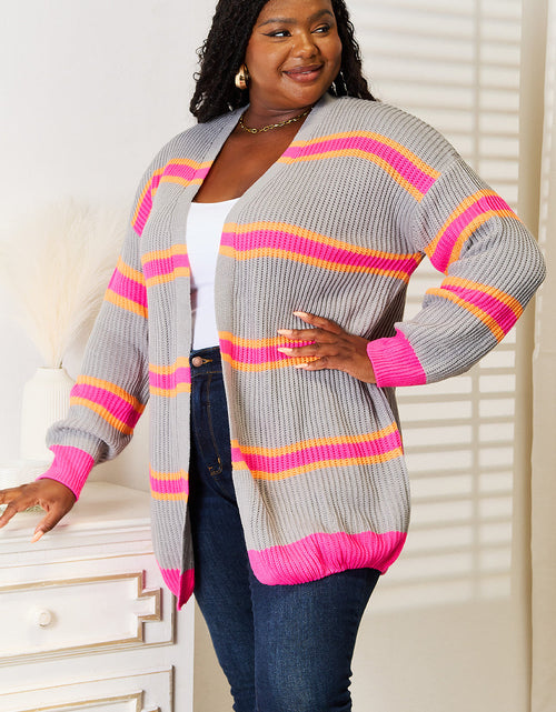 Load image into Gallery viewer, Woven Right Ribbed Long Sleeve Cardigan
