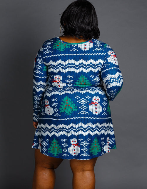 Load image into Gallery viewer, The Eggnog Aficionado | Snowman Print Christmas Skater Dress by Shinesty
