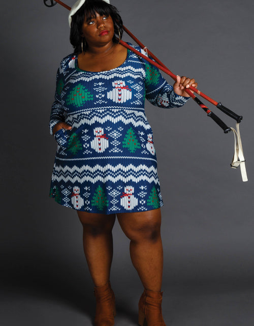 Load image into Gallery viewer, The Eggnog Aficionado | Snowman Print Christmas Skater Dress by Shinesty
