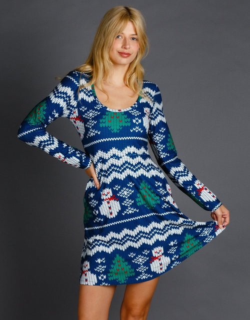 Load image into Gallery viewer, The Eggnog Aficionado | Snowman Print Christmas Skater Dress by Shinesty
