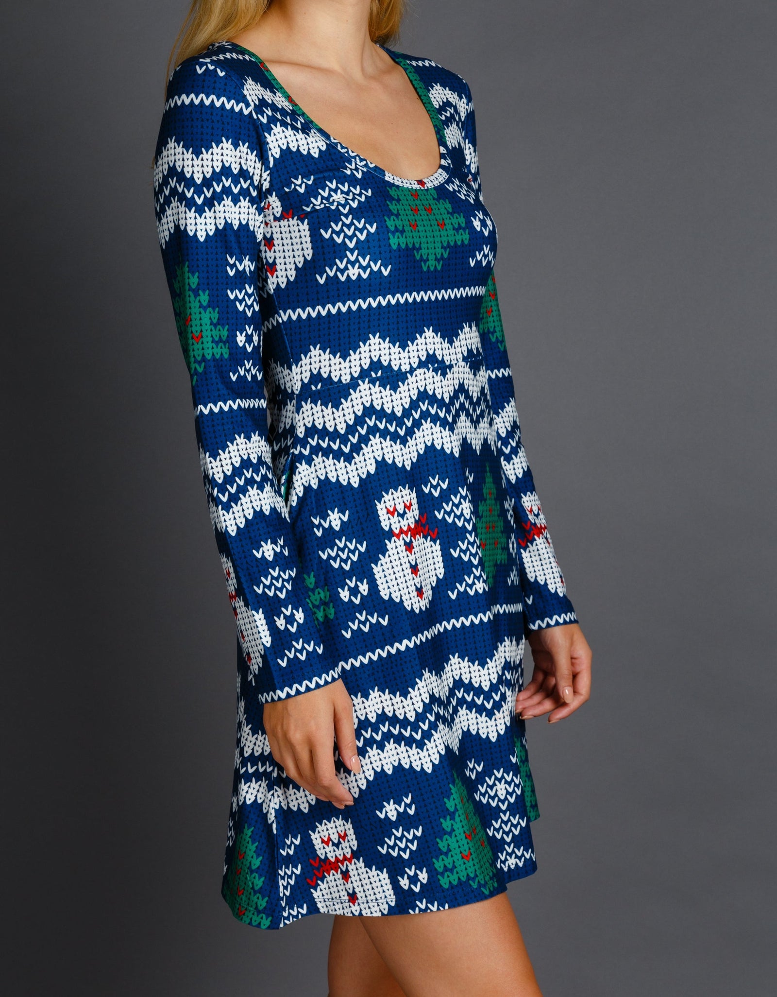The Eggnog Aficionado | Snowman Print Christmas Skater Dress by Shinesty