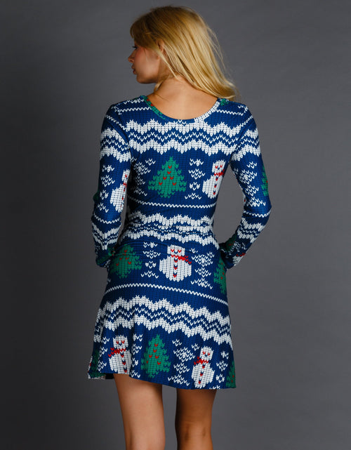 Load image into Gallery viewer, The Eggnog Aficionado | Snowman Print Christmas Skater Dress by Shinesty
