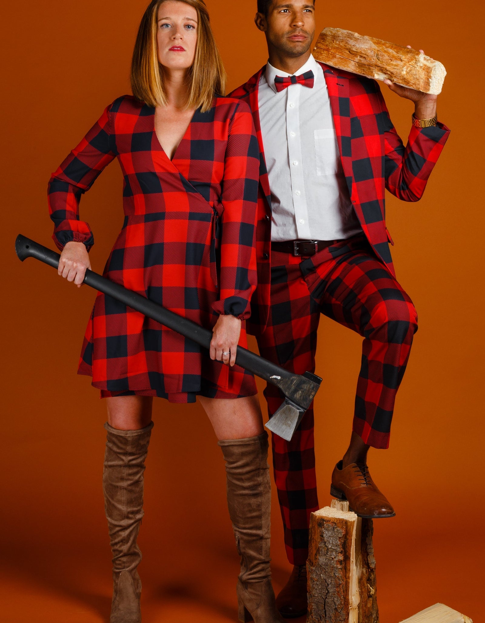 The Red & Black Lumberjack | Red Buffalo Check Christmas Wrap Dress by Shinesty