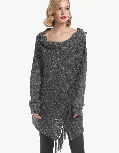 Load image into Gallery viewer, Angel Wings One-Button Tassel Tie Asymmetrical Hem Cardigan
