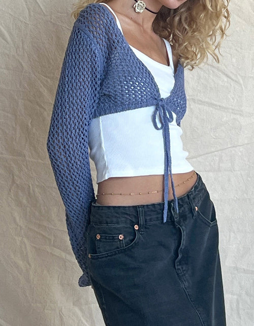 Load image into Gallery viewer, Openwork Tied Dropped Shoulder Cardigan
