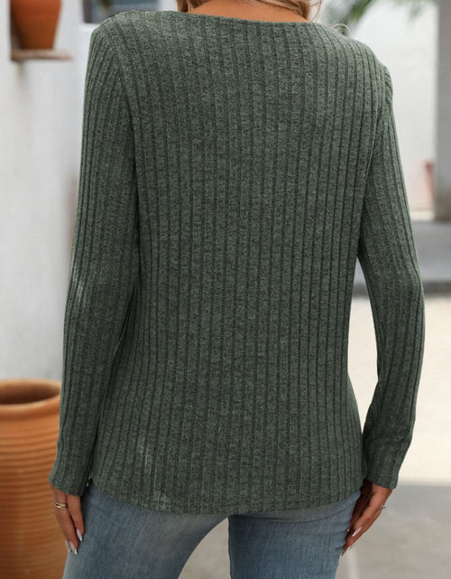Load image into Gallery viewer, Mandy Ribbed V-Neck Long Sleeve T-Shirt
