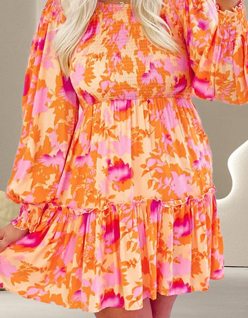 Load image into Gallery viewer, Frill Printed Long Sleeve Mini Dress
