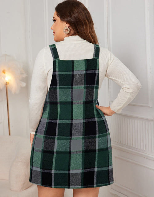 Load image into Gallery viewer, Honey Plus Size Plaid Wide Strap Overall Dress
