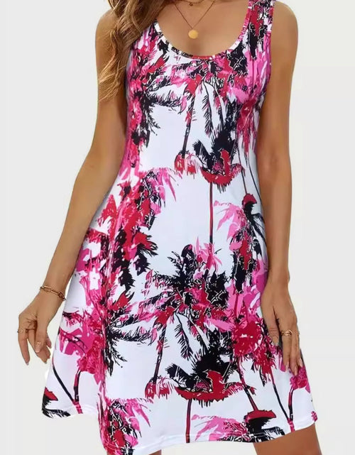 Load image into Gallery viewer, Printed Scoop Neck Wide Strap Mini Dress
