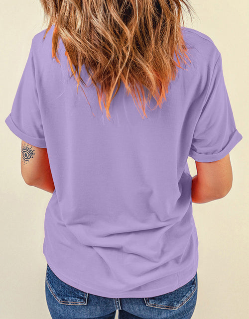 Load image into Gallery viewer, Bow Graphic Round Neck Short Sleeve T-Shirt

