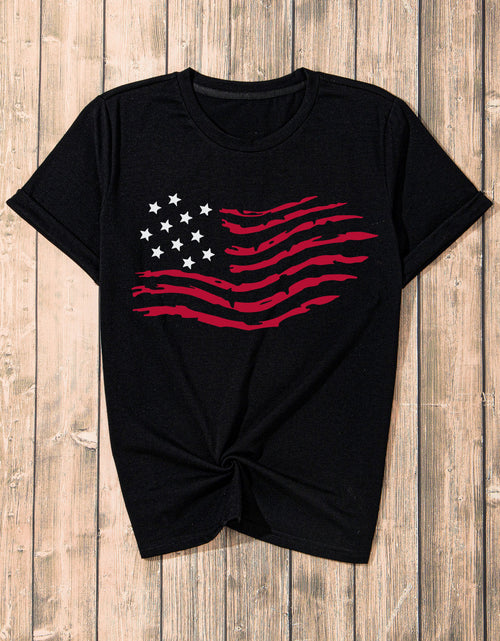 Load image into Gallery viewer, US Flag Round Neck Short Sleeve T-Shirt
