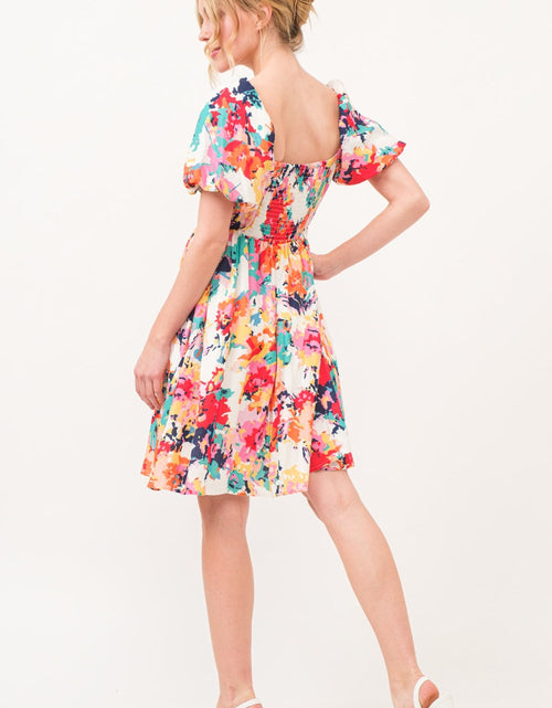 Load image into Gallery viewer, And The Why Square Neck Puff Sleeve Floral Dress
