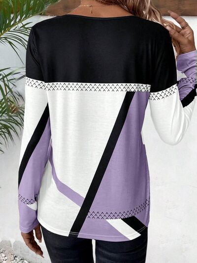 Load image into Gallery viewer, Contrast Round Neck Long Sleeve T-Shirt
