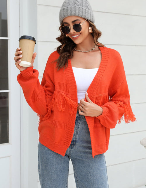 Load image into Gallery viewer, Angel Wings Fringe Trim Open Front Cardigan
