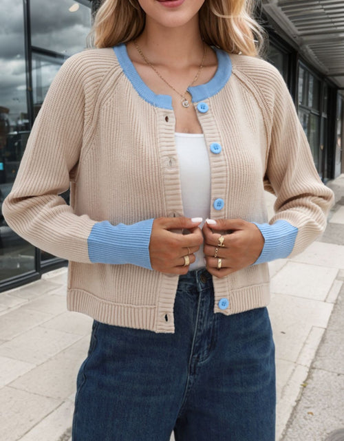 Load image into Gallery viewer, Contrast Button Up Long Sleeve Cardigan
