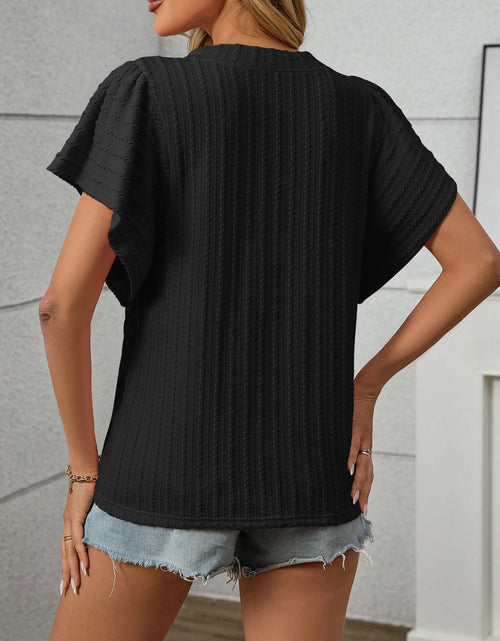 Load image into Gallery viewer, Textured Round Neck Short Sleeve Top
