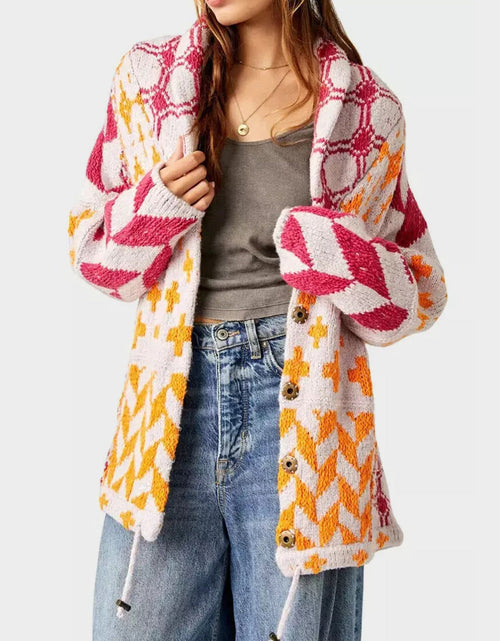 Load image into Gallery viewer, Collared Neck Long Sleeve Cardigan
